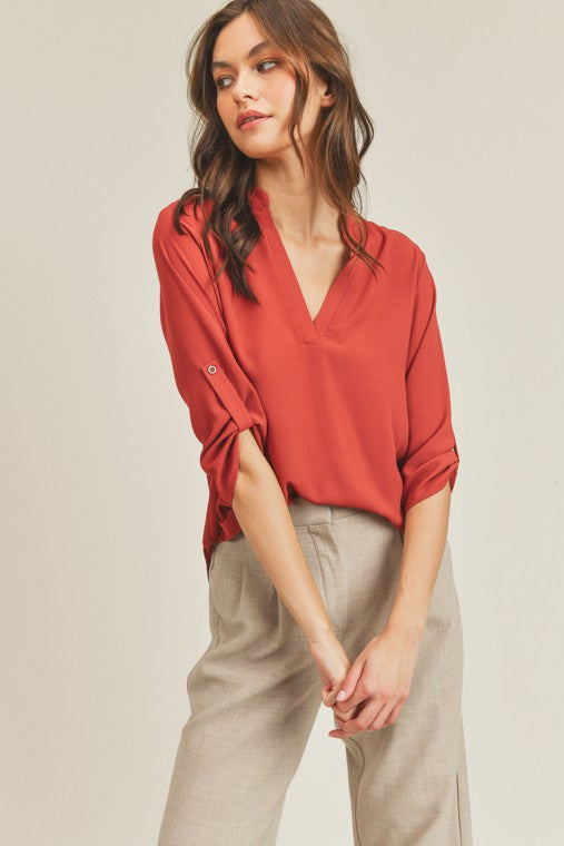 V Neck Top - Fuzzys Fashion USA