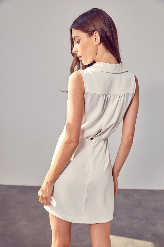 Collared Side Button Dress - Fuzzys Fashion USA
