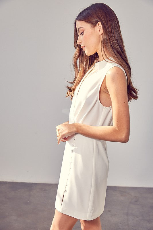 Collared Side Button Dress - Fuzzys Fashion USA