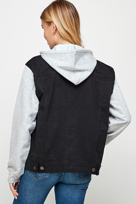 Women's Denim Jacket with Fleece Hoodies - Fuzzys Fashion USA
