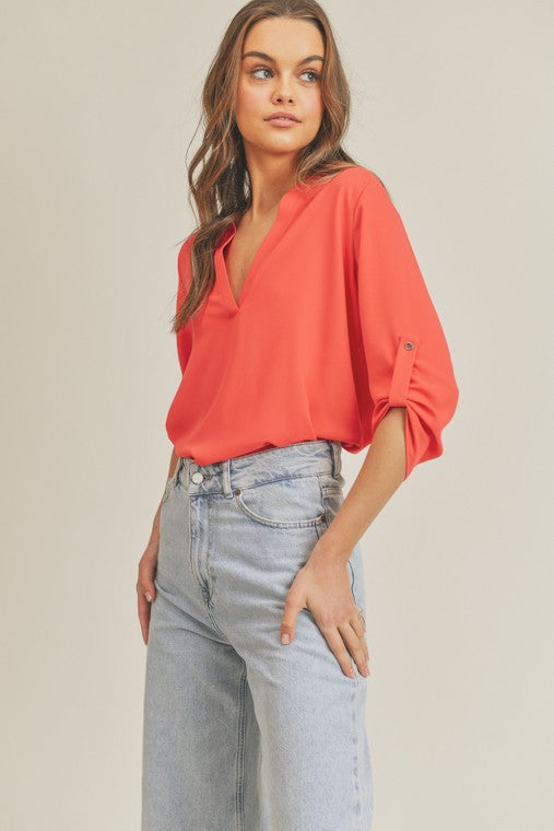 V Neck Top - Fuzzys Fashion USA